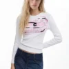 Long-Sleeve T-Shirt with Pink Letters Long-Sleeve T-Shirt with Pink Letters