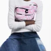 Long-Sleeve T-Shirt with Pink Letters Long-Sleeve T-Shirt with Pink Letters