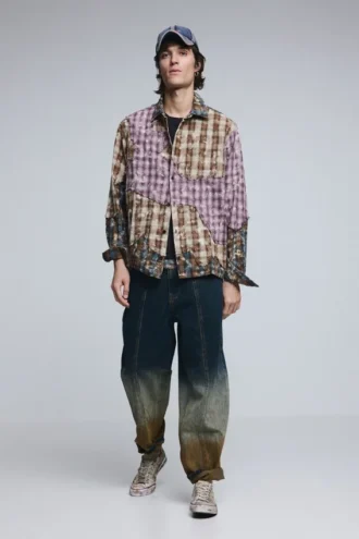 Long-Sleeved Checked Patch Shirt
