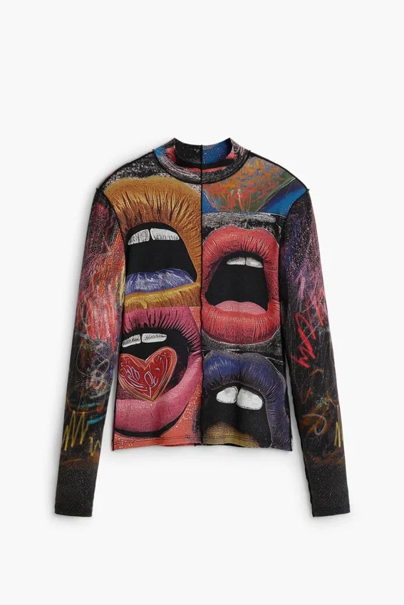 Long-Sleeved T-Shirt with High Neck Long-Sleeved T-Shirt with High Neck