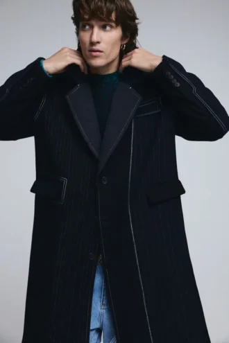 long striped wool coat 1 330x495 - Long Striped Wool Coat