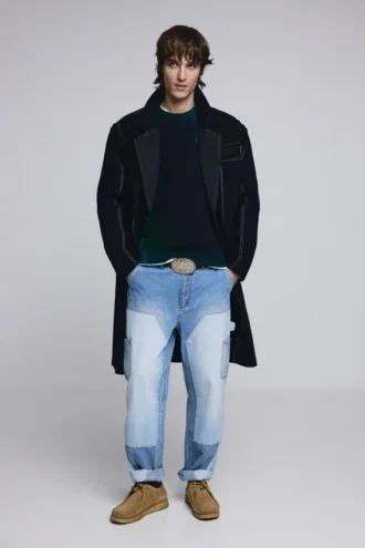 long striped wool coat 2 330x495 - Long Striped Wool Coat
