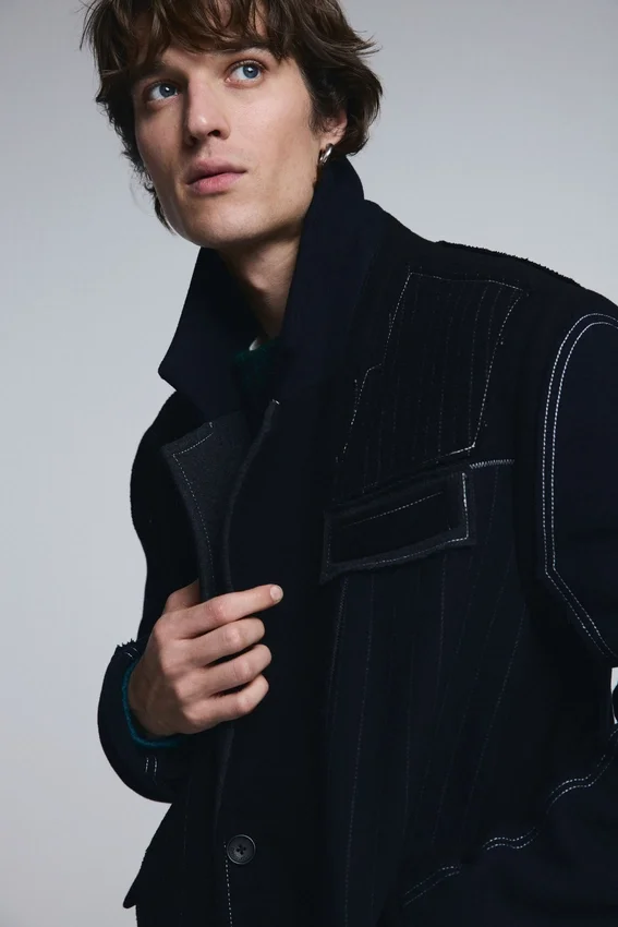 Long Striped Wool Coat Long Striped Wool Coat