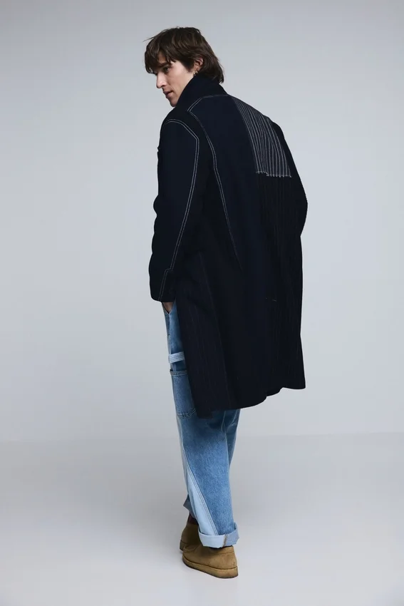 Long Striped Wool Coat Long Striped Wool Coat