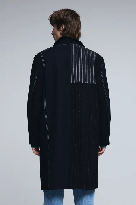 Long Striped Wool Coat Long Striped Wool Coat
