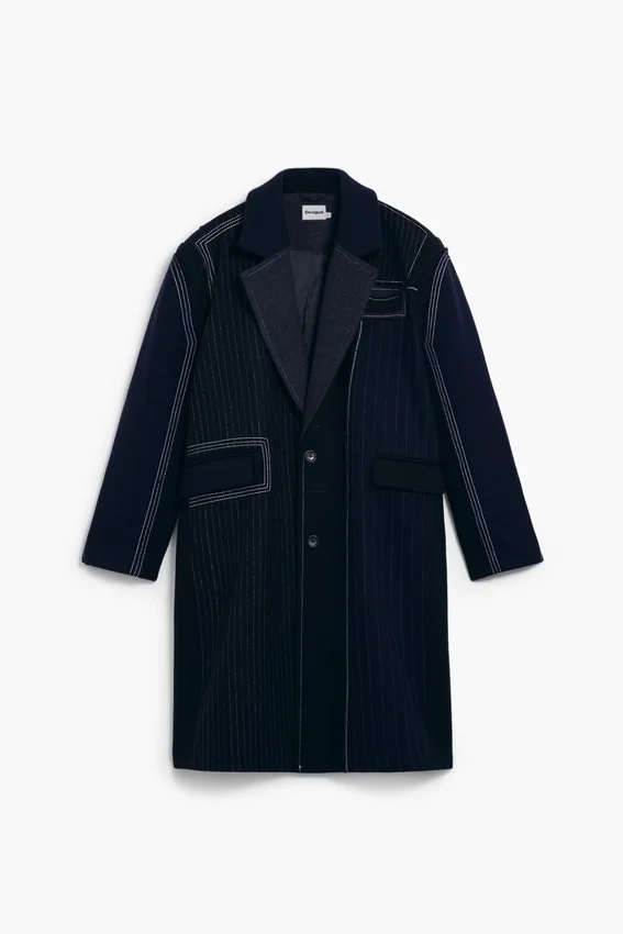 Long Striped Wool Coat Long Striped Wool Coat