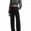 M. Christian Lacroix Cropped Floral Blouse