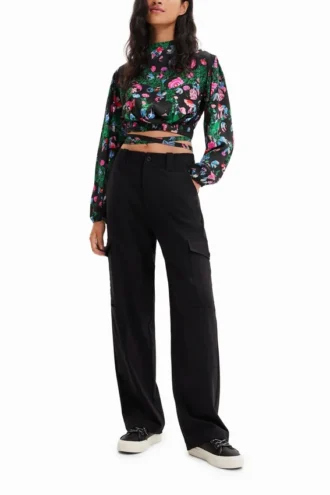 M. Christian Lacroix Cropped Floral Blouse