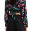 M. Christian Lacroix Cropped Floral Blouse