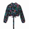M. Christian Lacroix Cropped Floral Blouse