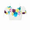 M. Christian Lacroix Short Gathered Floral Blouse