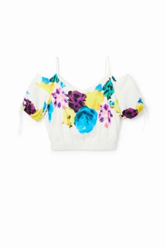 M. Christian Lacroix Short Gathered Floral Blouse