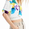 M. Christian Lacroix Short Gathered Floral Blouse