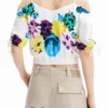M. Christian Lacroix Short Gathered Floral Blouse