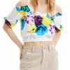 M. Christian Lacroix Short Gathered Floral Blouse
