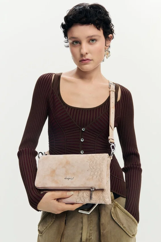 Medium Bag with Embroidered Flap Medium Bag with Embroidered Flap