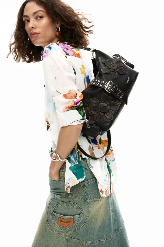 Medium Bag with Flower Appliques Medium Bag with Flower Appliques