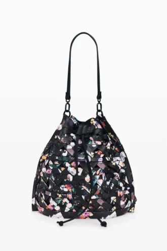 Medium Braided Backpack with Flowers