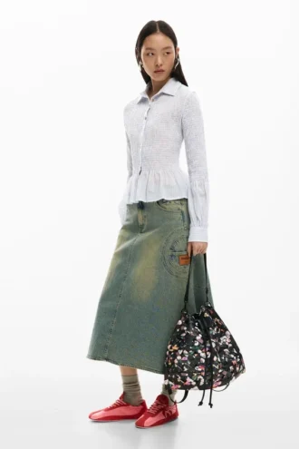 Medium Braided Backpack with Flowers