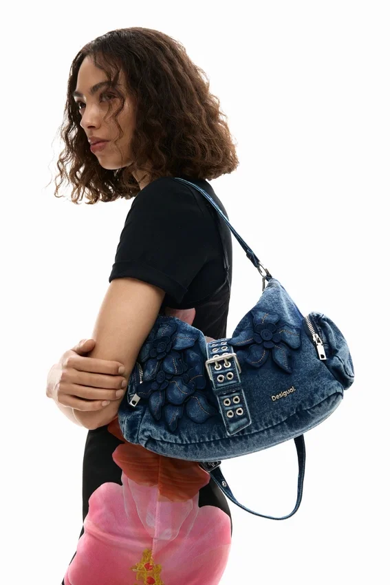 Medium Denim Floral Bag Medium Denim Floral Bag