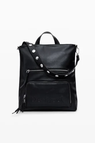 Medium Faux Leather Effect Logo Backpack