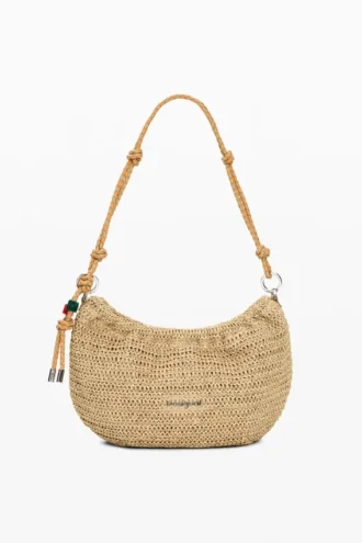 Medium Oval Raffia Bag with Charms