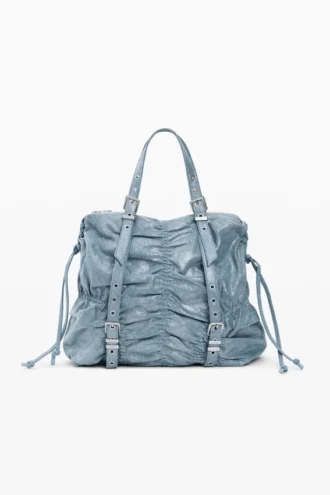 Medium Ruched Denim Backpack