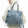 Medium Ruched Denim Backpack