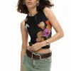 Mesh T-Shirt with Flowers Mesh T-Shirt with Flowers