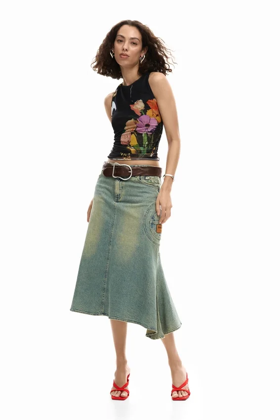 Mesh T-Shirt with Flowers Mesh T-Shirt with Flowers