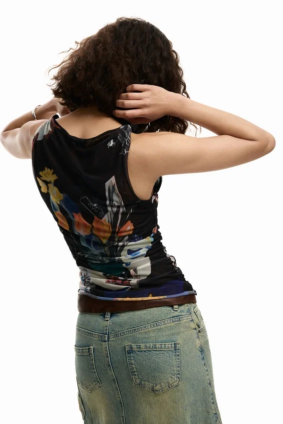 Mesh T-Shirt with Flowers Mesh T-Shirt with Flowers