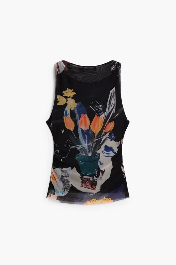 Mesh T-Shirt with Flowers Mesh T-Shirt with Flowers