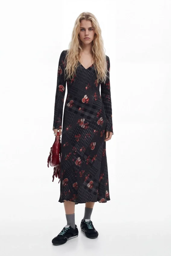 Midi Dress with Checks Midi Dress with Checks