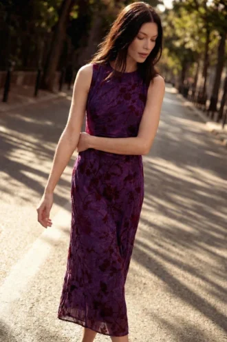 Midi Flocked Dress