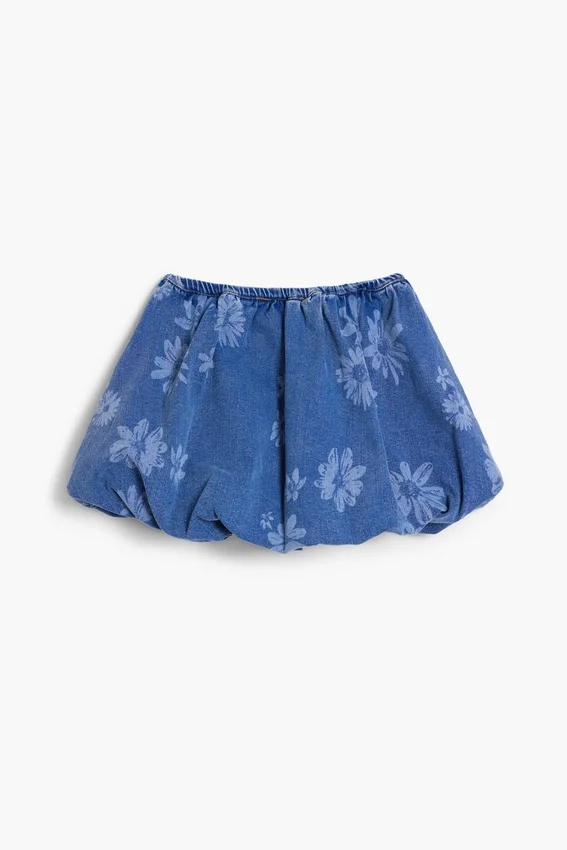 Peplum Denim Floral Skirt Peplum Denim Floral Skirt
