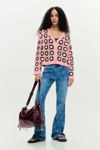 Pink Crochet Cardigan