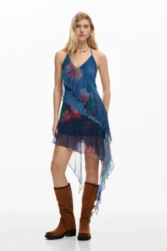 Pixelated Ruffle Dress