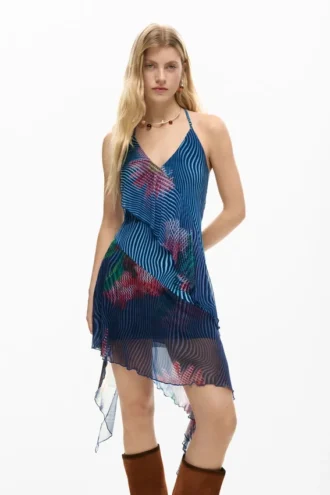 Pixelated Ruffle Dress