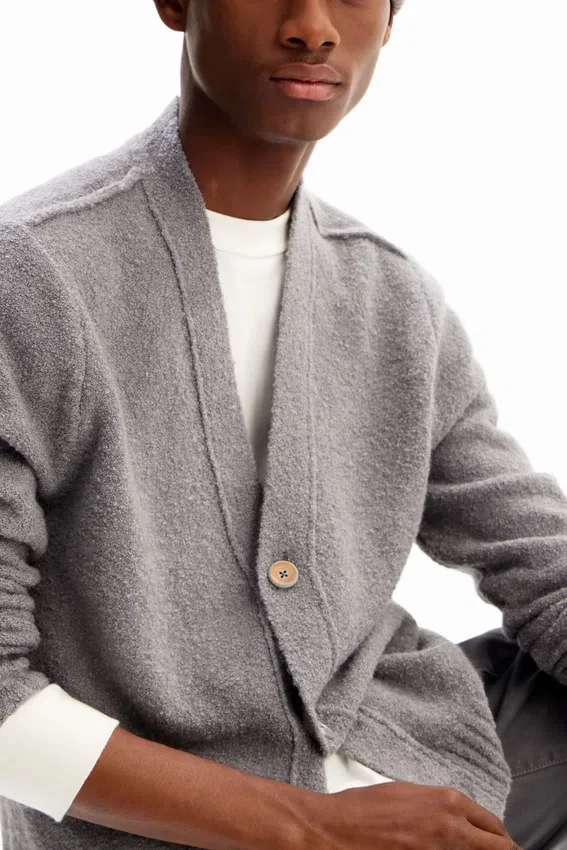 Plain Textured Cardigan Plain Textured Cardigan