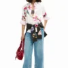 Pleated Long-Sleeve Floral Shirt Pleated Long-Sleeve Floral Shirt