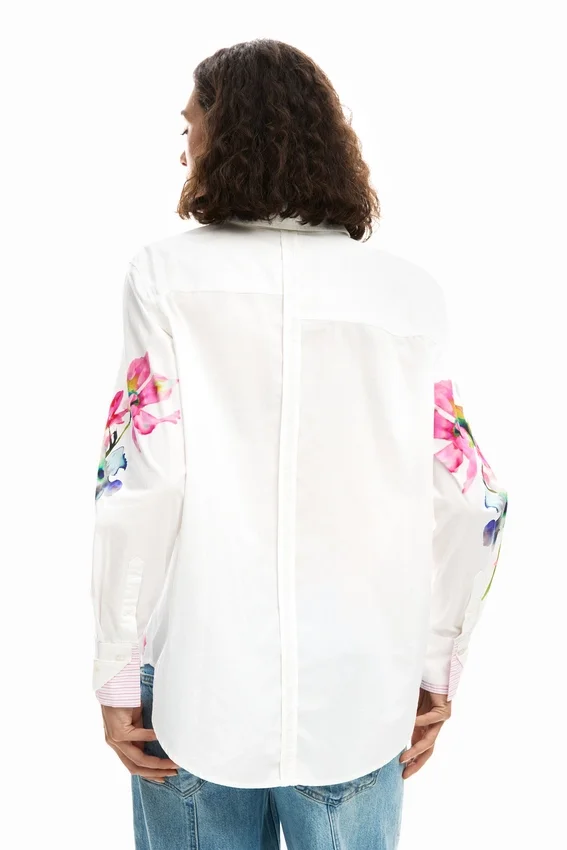 Pleated Long-Sleeve Floral Shirt Pleated Long-Sleeve Floral Shirt