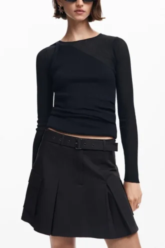 Pleated Skirt with Belt