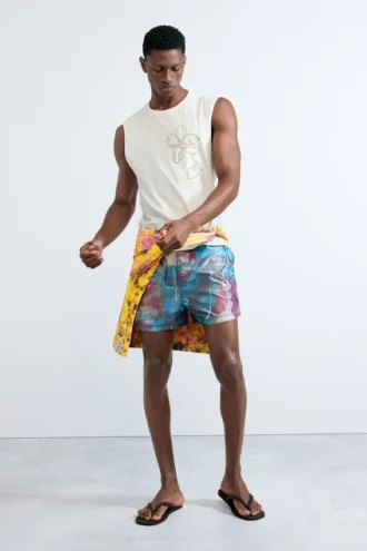 Printed Boxer Swimsuit