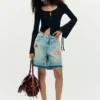 Printed Denim Bermuda Printed Denim Bermuda