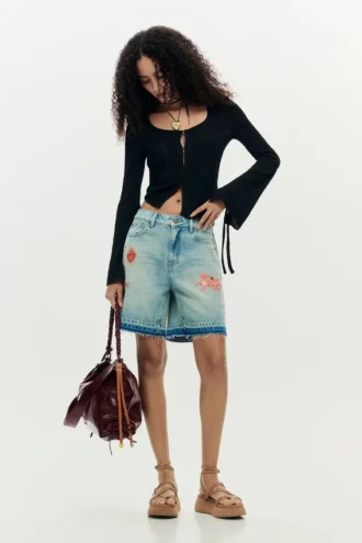 Printed Denim Bermuda Printed Denim Bermuda