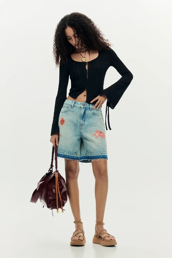 Printed Denim Bermuda Printed Denim Bermuda
