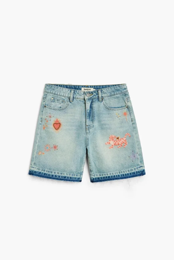 Printed Denim Bermuda Printed Denim Bermuda