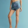 Printed Denim Shorts