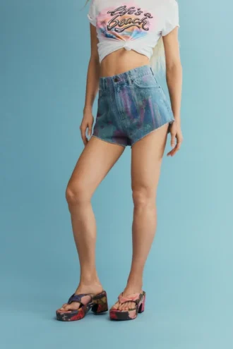 Printed Denim Shorts Printed Denim Shorts