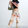Printed Denim Trousers